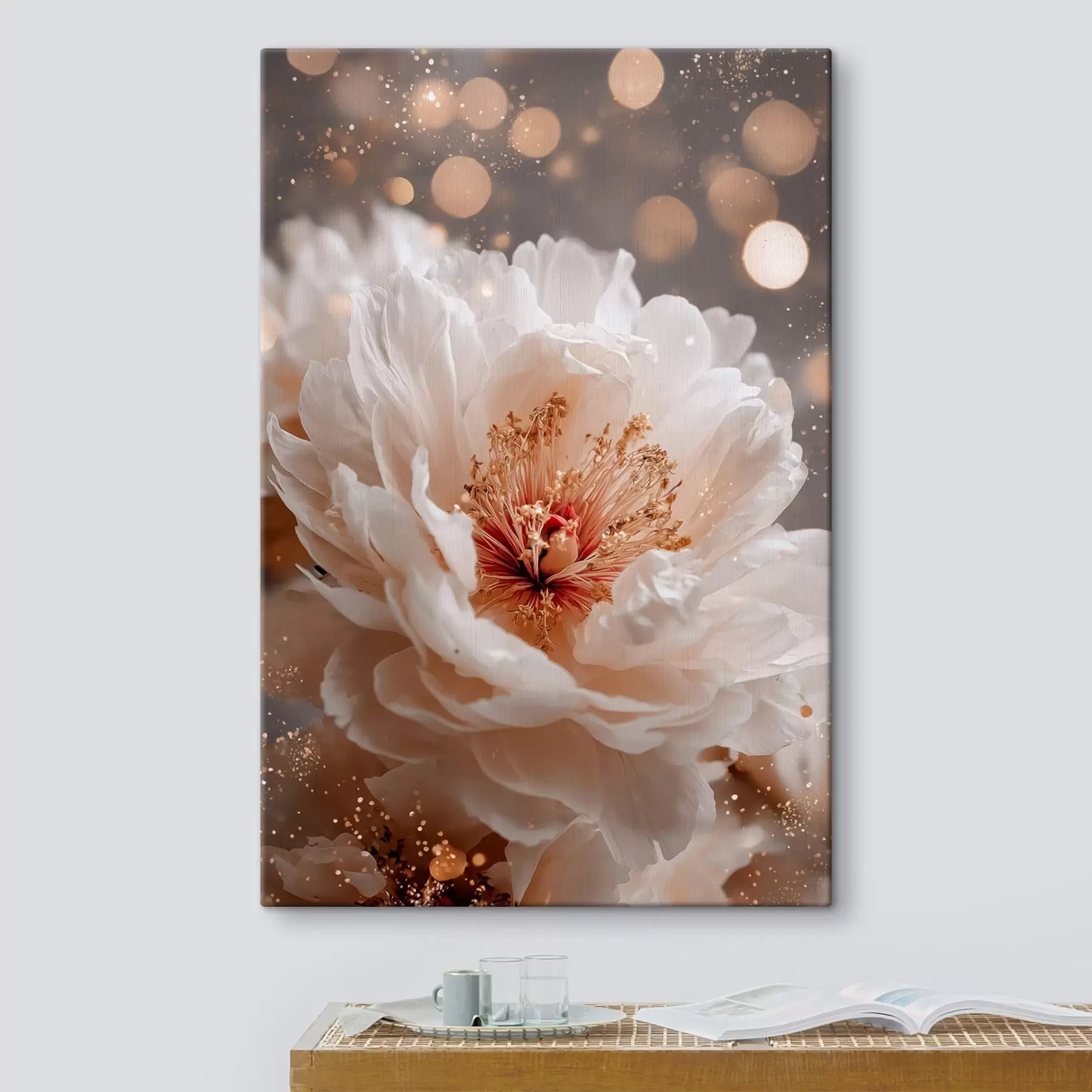 Tableau Fleur blanche aux reflets lumineux délicats s49973