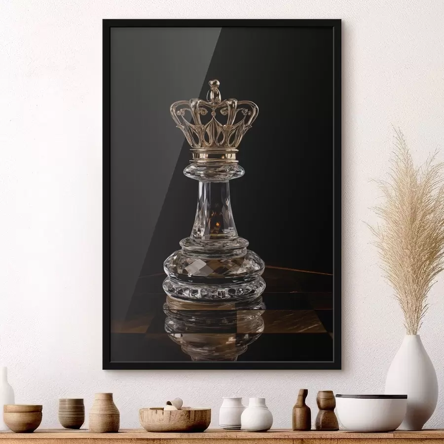Papier peint Reine d'échecs en verre sur fond sombre f49946