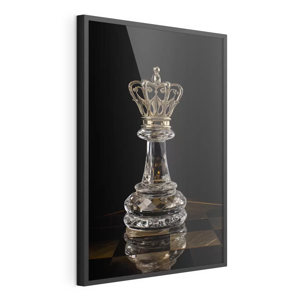 Poster Reine d'échecs en verre sur fond sombre f49946