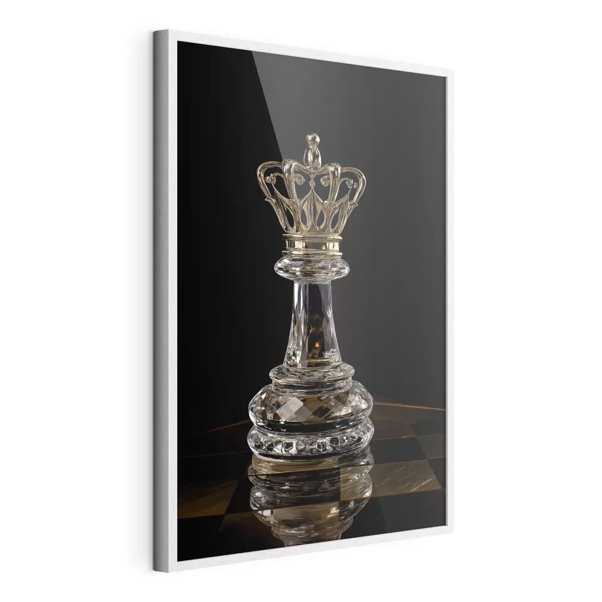 Poster Reine d'échecs en verre sur fond sombre f49946