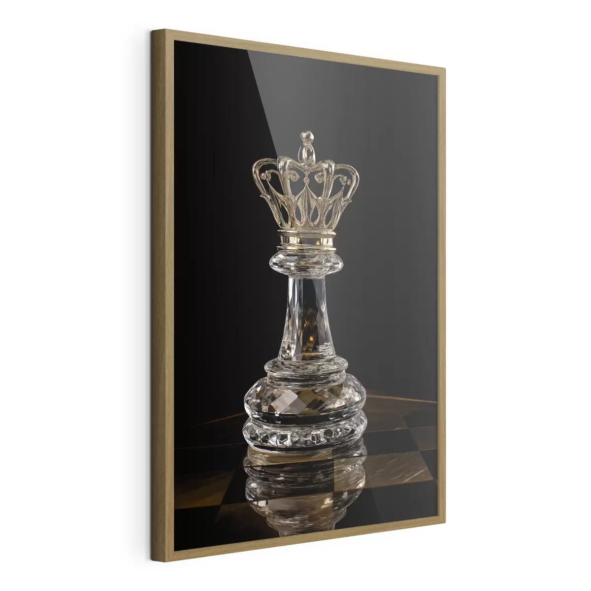 Poster Reine d'échecs en verre sur fond sombre f49946