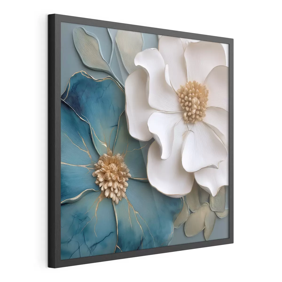 Poster Fleurs volumineuses dans des tons bleus et clairs f49947