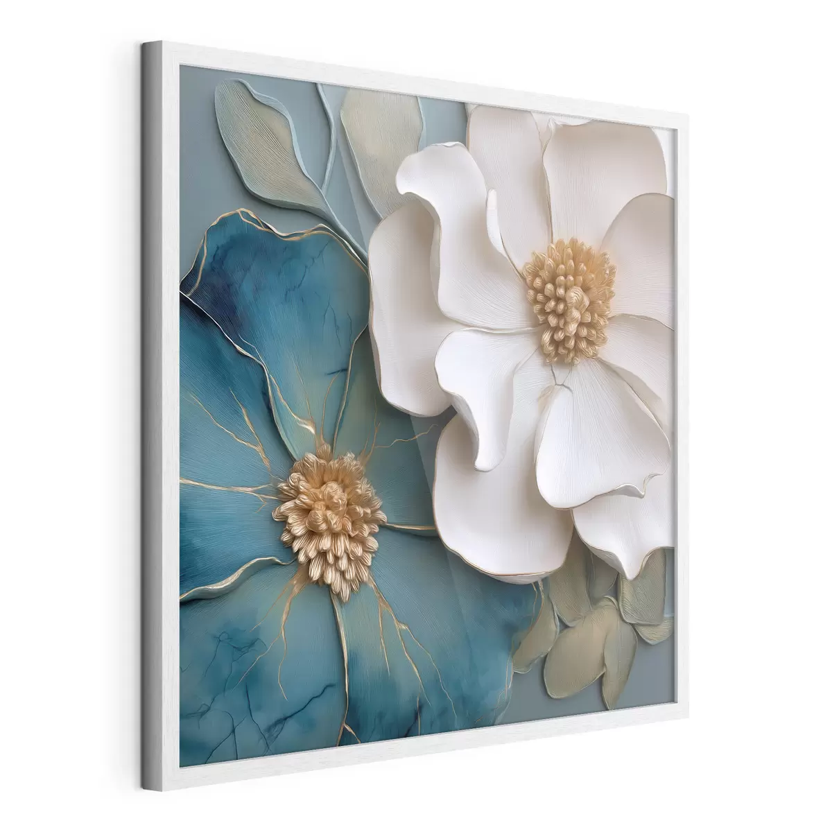 Poster Fleurs volumineuses dans des tons bleus et clairs f49947