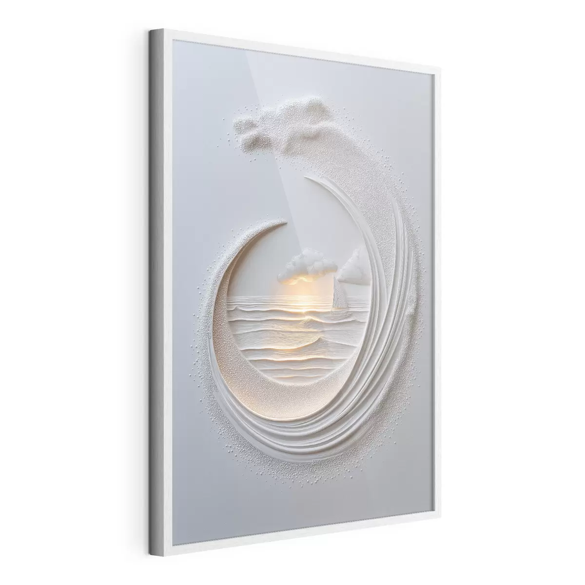 Poster Paysage marin avec un voilier et un effet de relief f49950