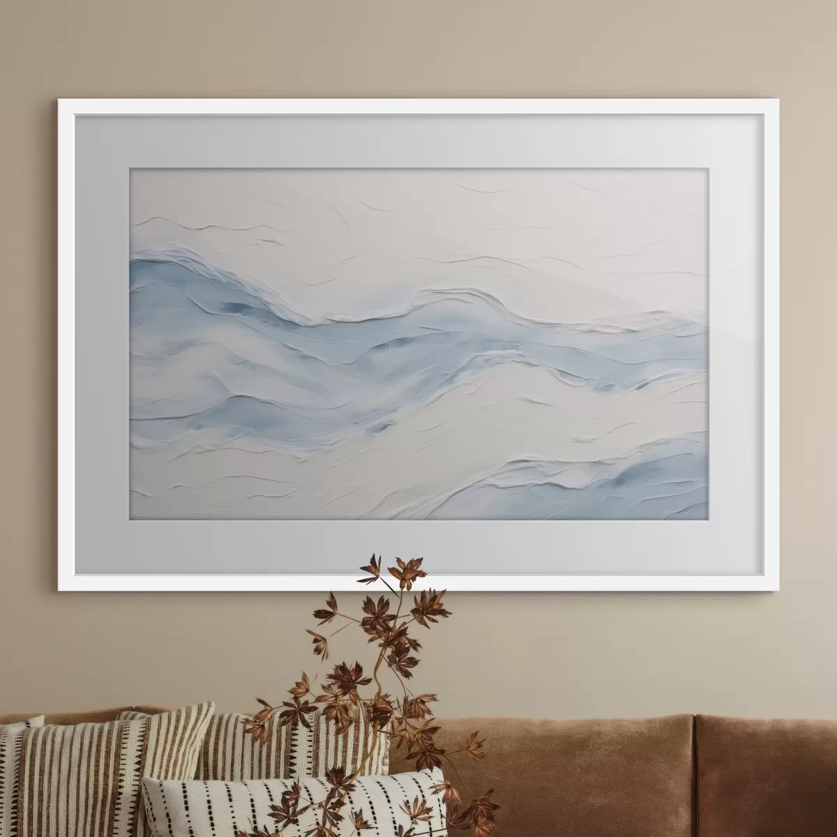 Poster Vagues abstraites dans des tons bleu clair f49954