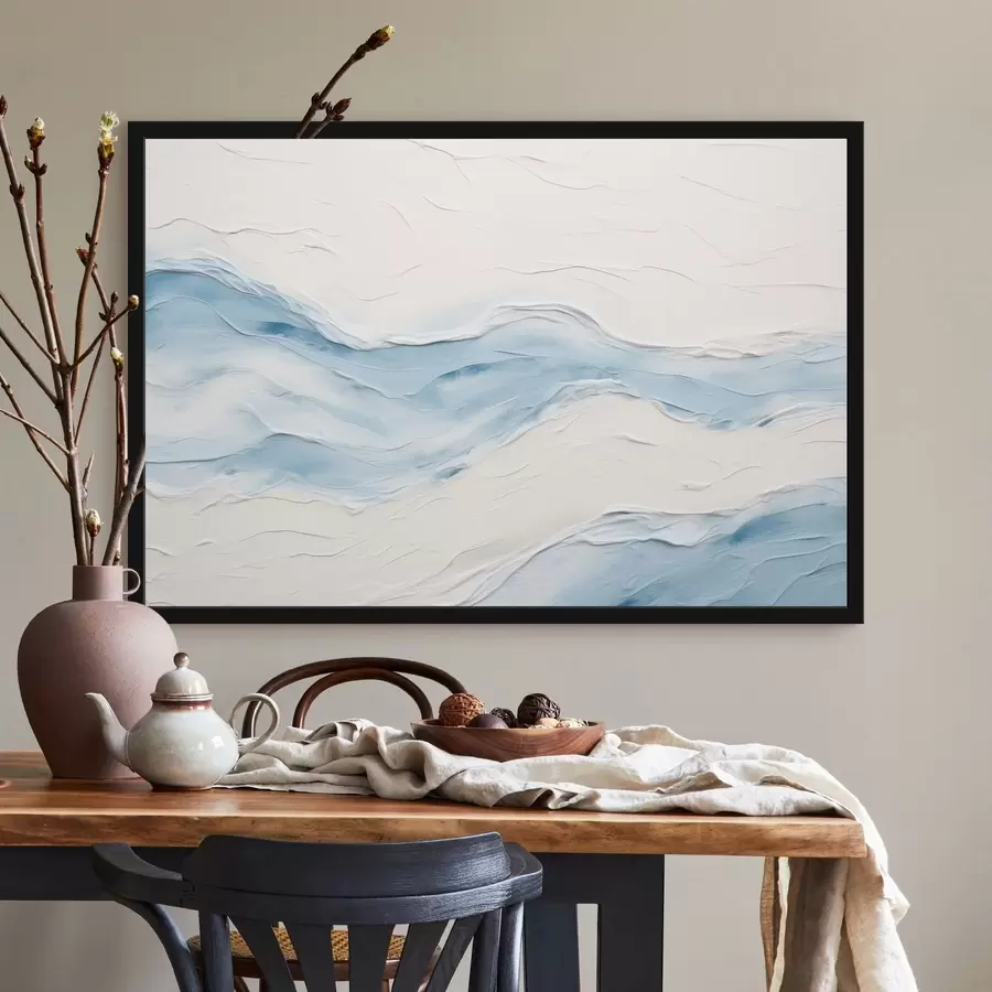 Papier peint Vagues abstraites dans des tons bleu clair f49954