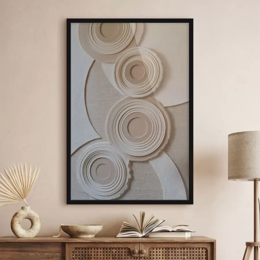 Papier peint Composition abstraite avec des cercles et un effet de relief f49955