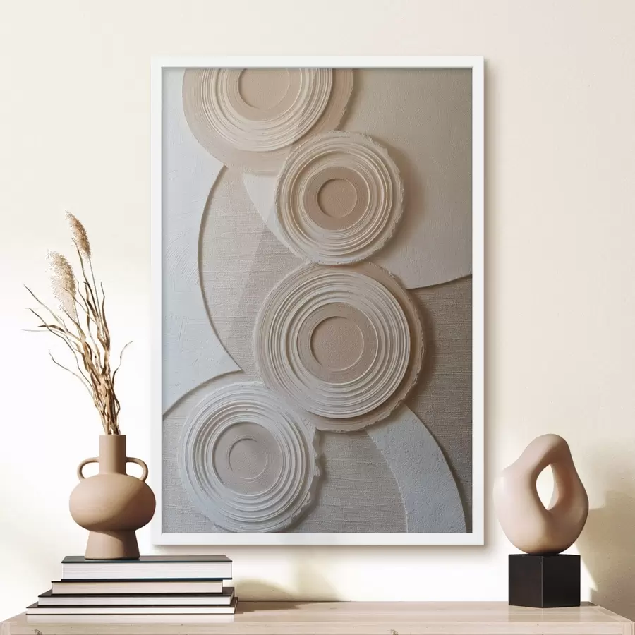 Papier peint Composition abstraite avec des cercles et un effet de relief f49955