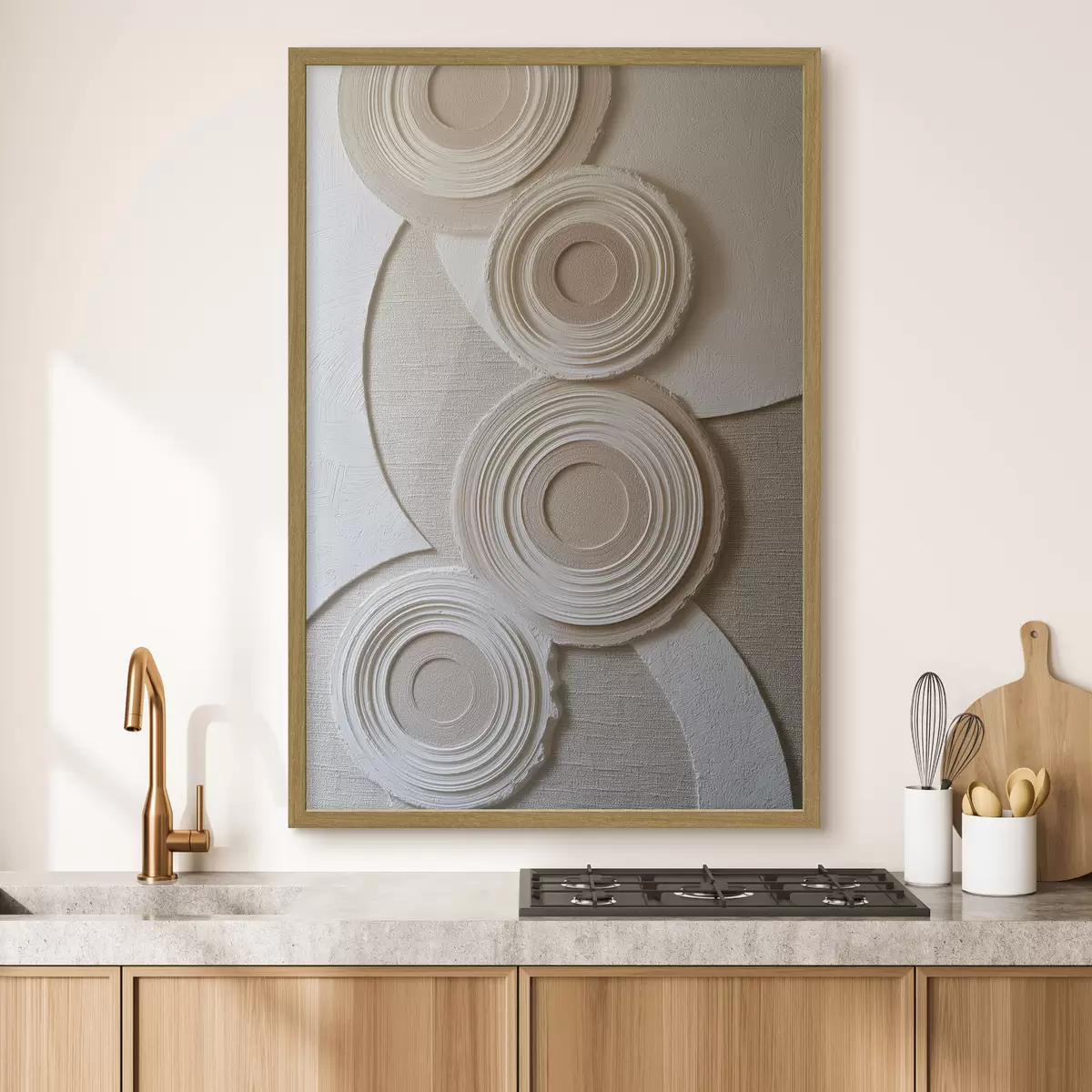 Poster Composition abstraite avec des cercles et un effet de relief f49955