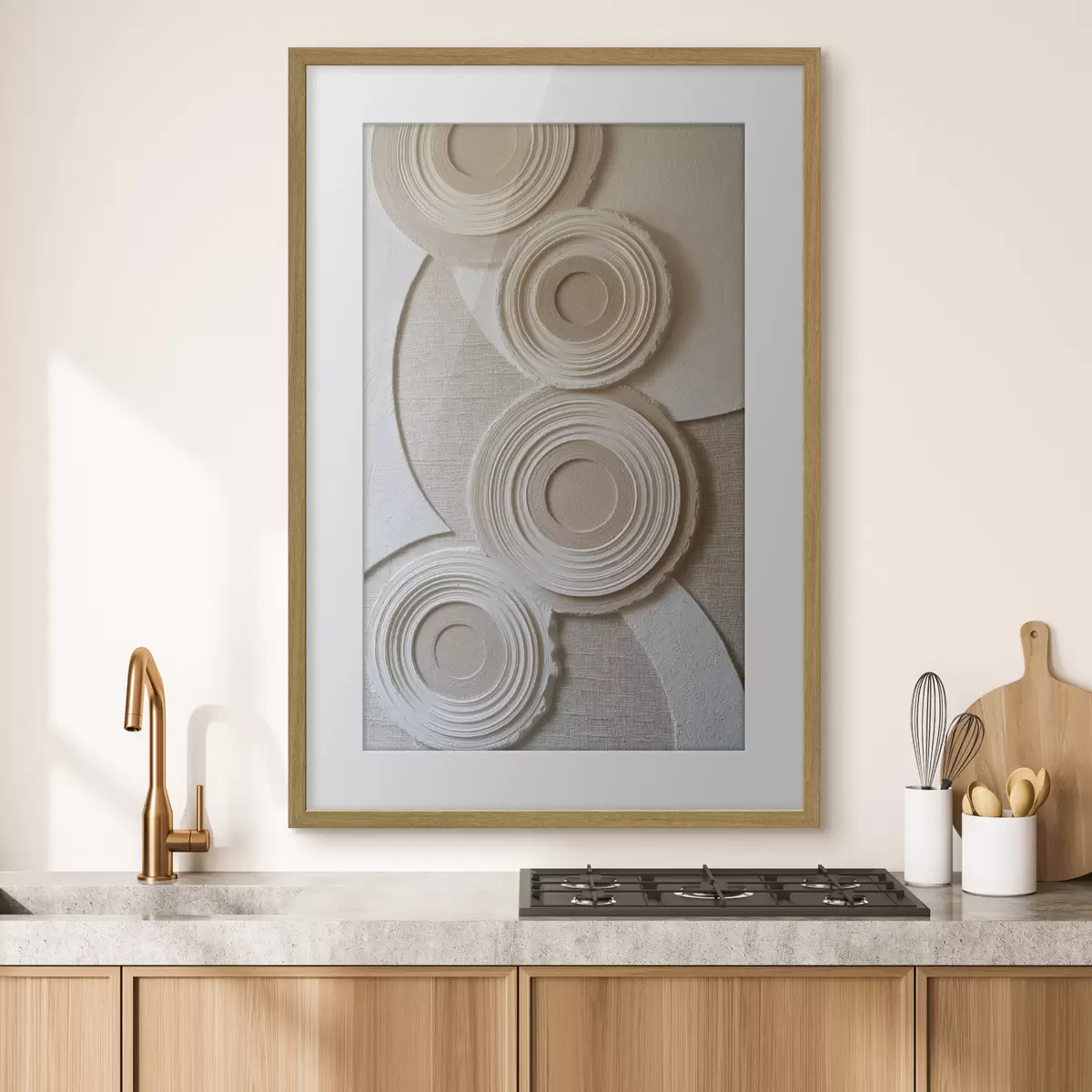 Poster Composition abstraite avec des cercles et un effet de relief f49955