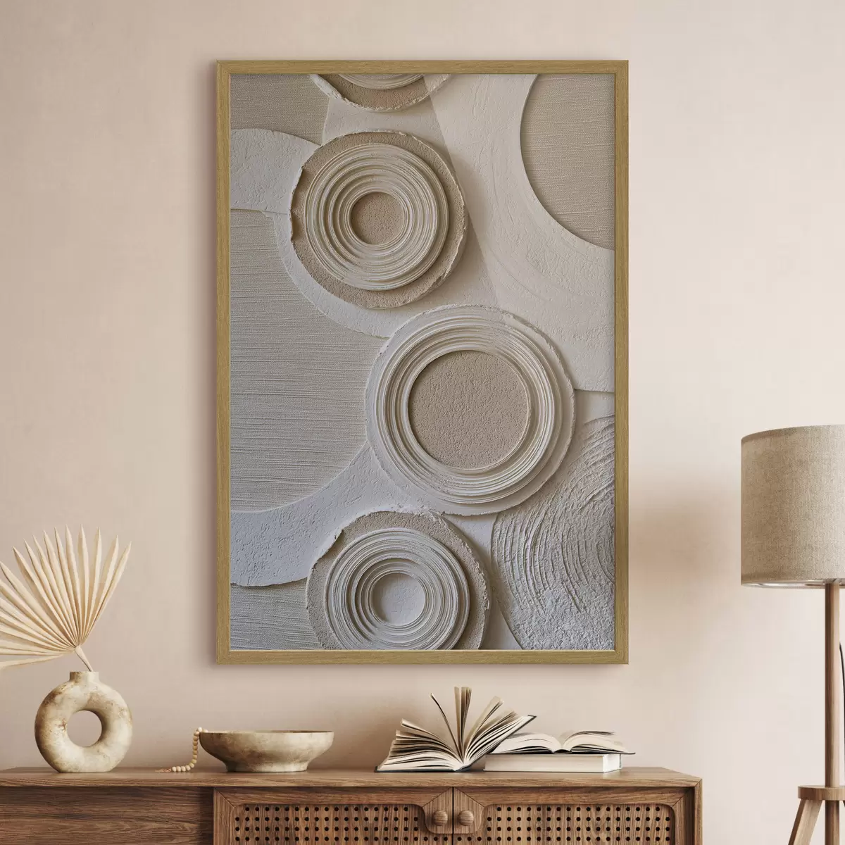 Poster Composition géométrique avec des cercles et un effet de relief f49956