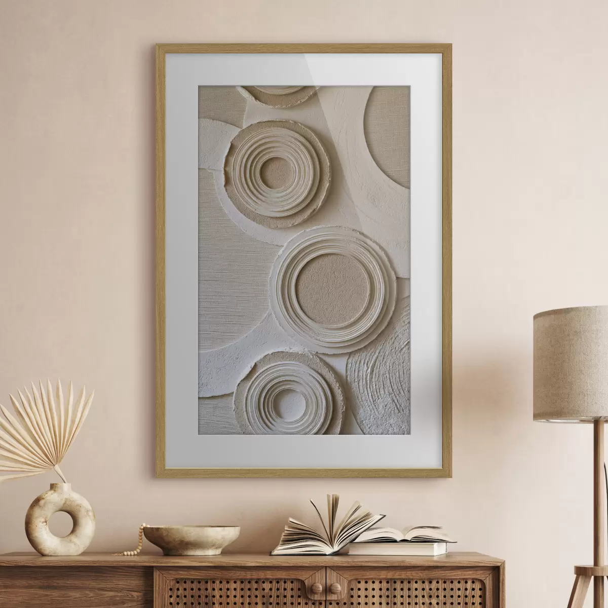 Poster Composition géométrique avec des cercles et un effet de relief f49956