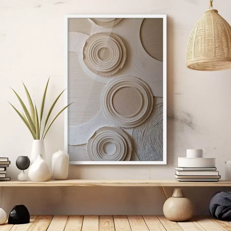 Papier peint Composition géométrique avec des cercles et un effet de relief f49956