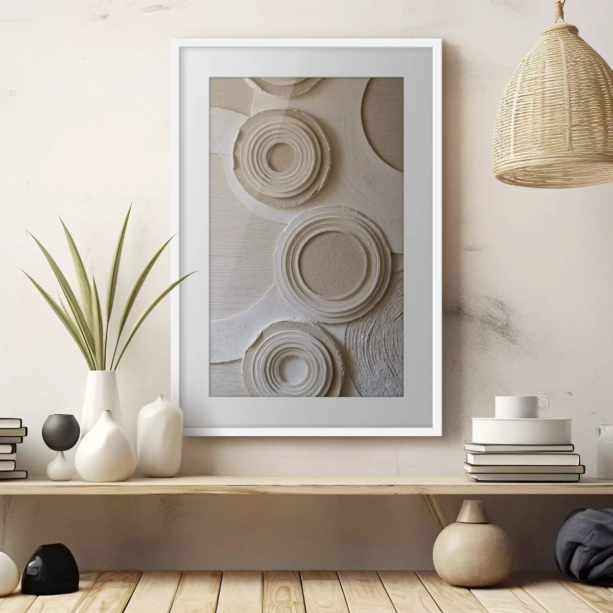 Poster Composition géométrique avec des cercles et un effet de relief f49956