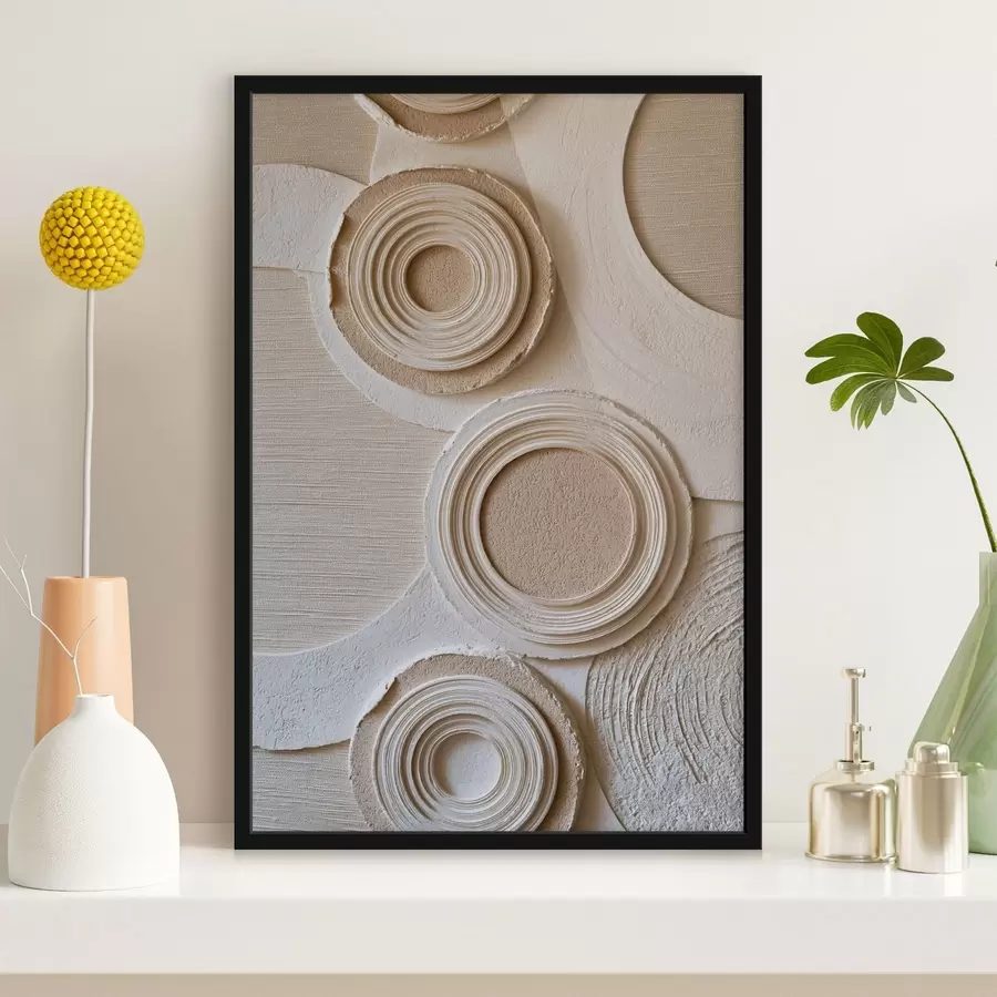Papier peint Composition géométrique avec des cercles et un effet de relief f49956