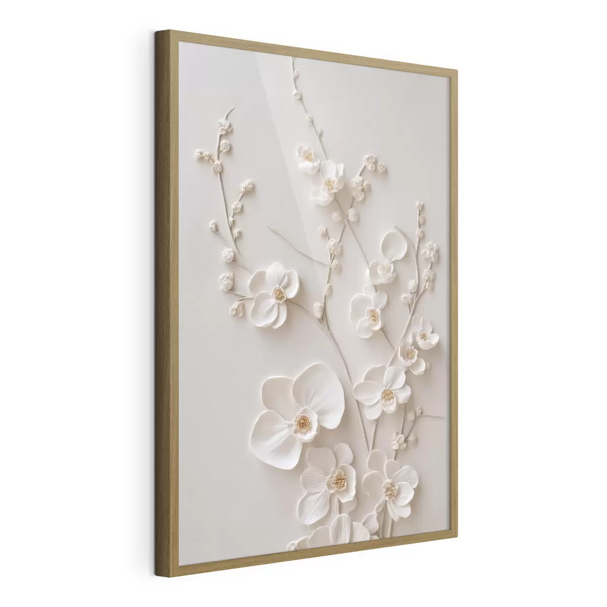 Poster De volumineuses fleurs blanches sur des branches délicates f49957
