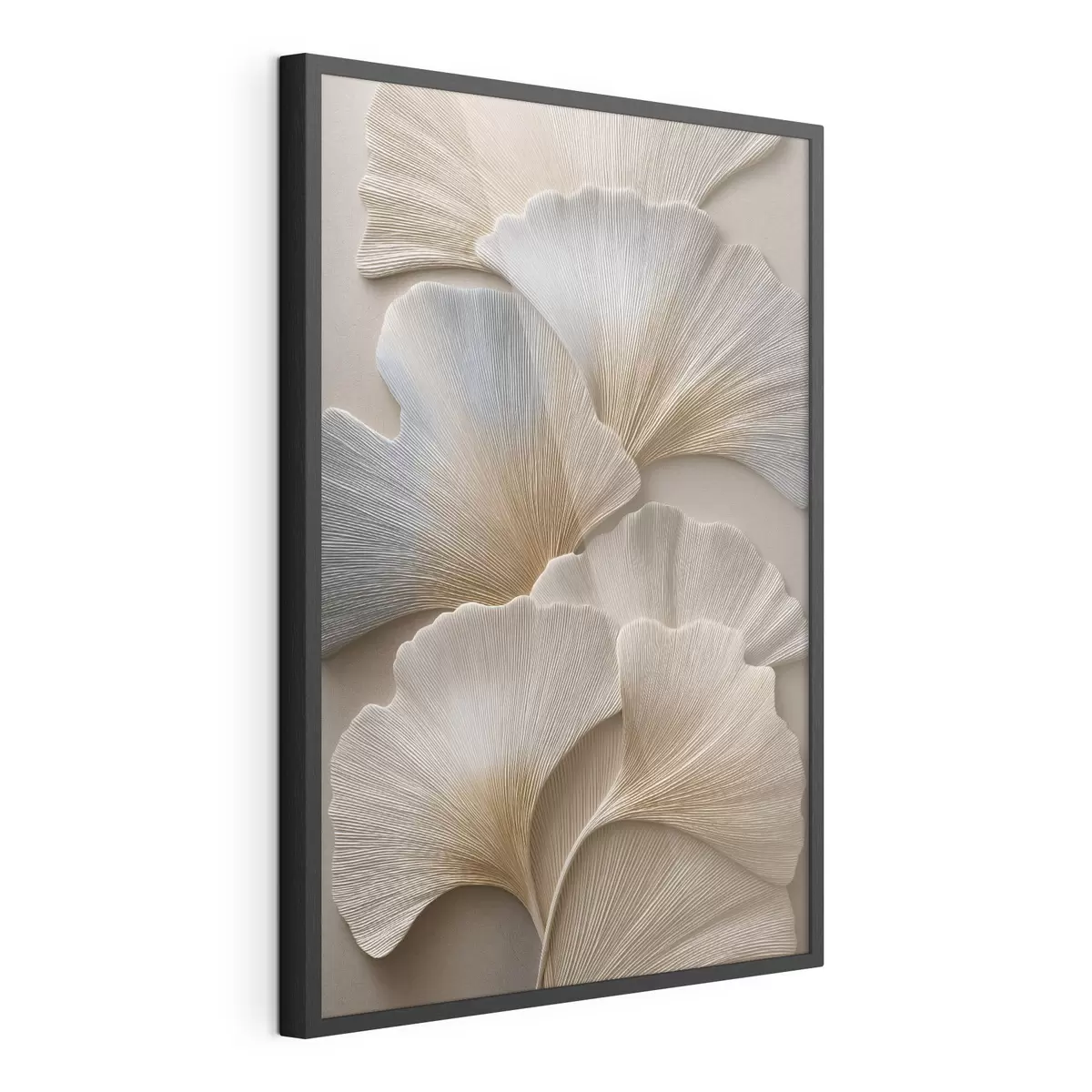 Poster Feuilles aux teintes naturelles avec un effet de relief f49958