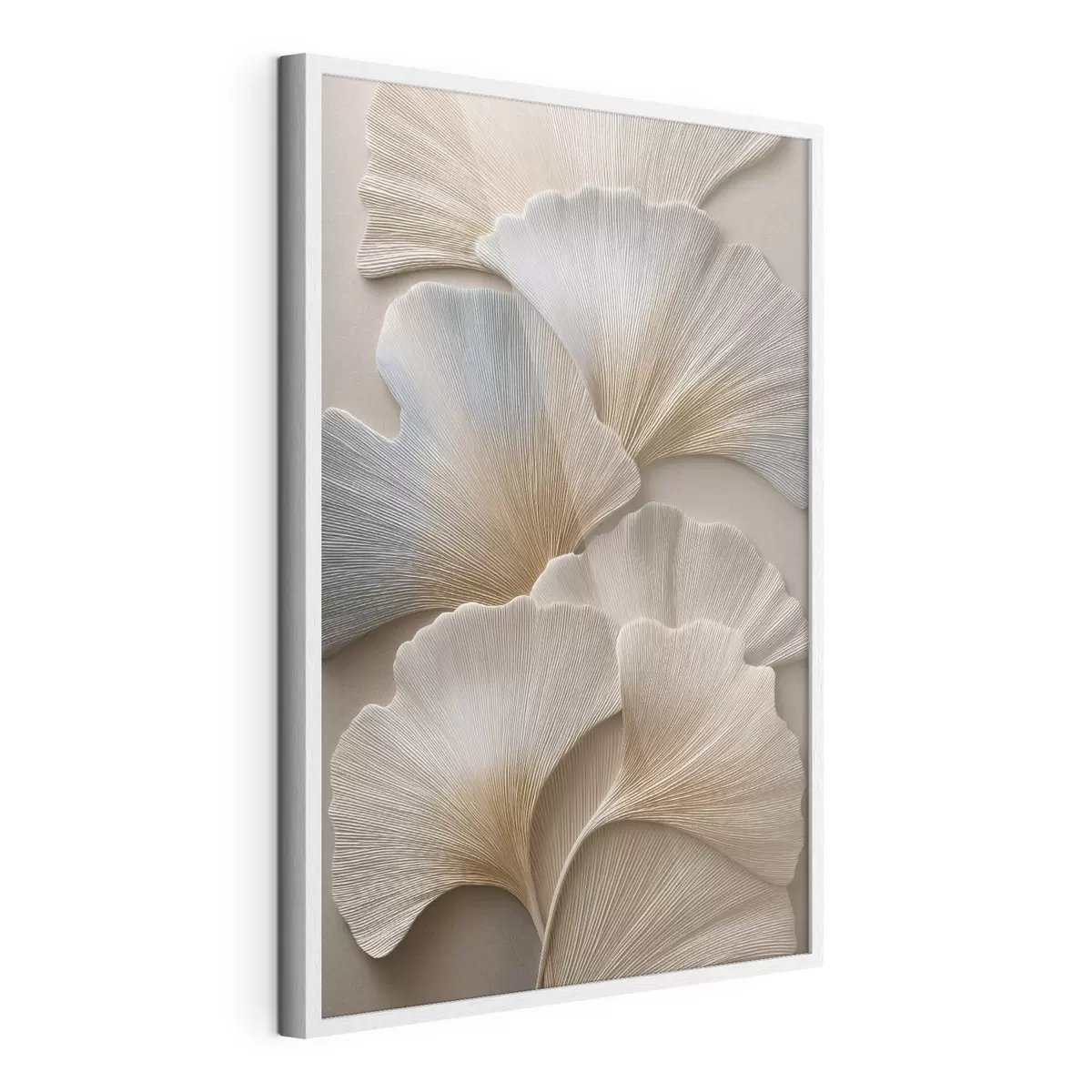Poster Feuilles aux teintes naturelles avec un effet de relief f49958