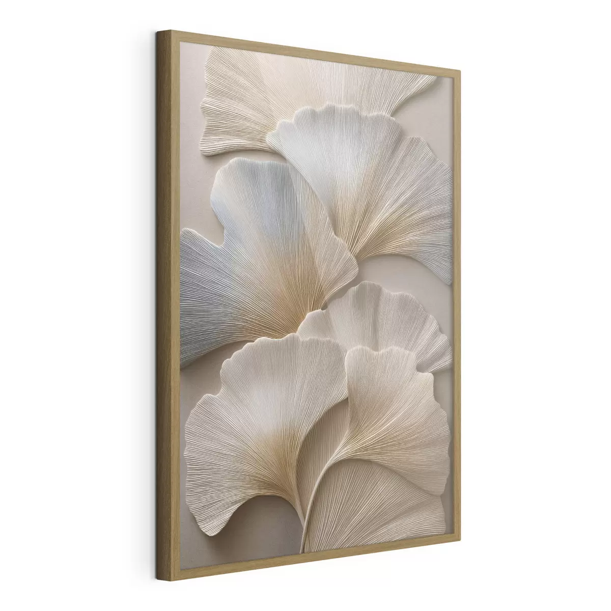 Poster Feuilles aux teintes naturelles avec un effet de relief f49958