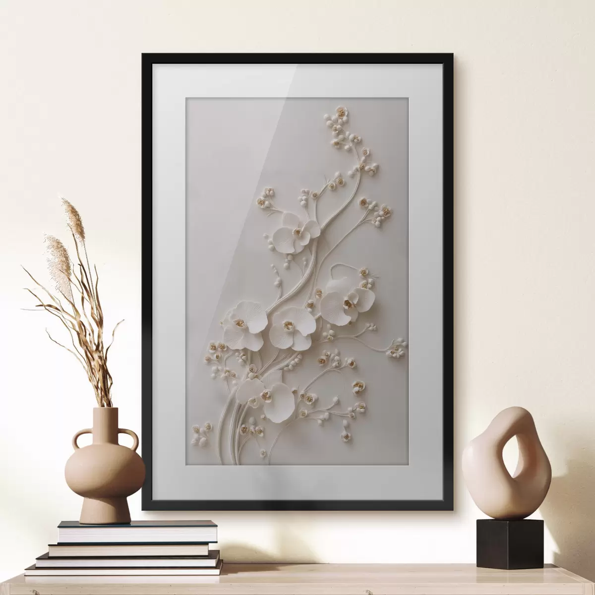 Poster De délicates orchidées blanches sur d'élégantes tiges f49959