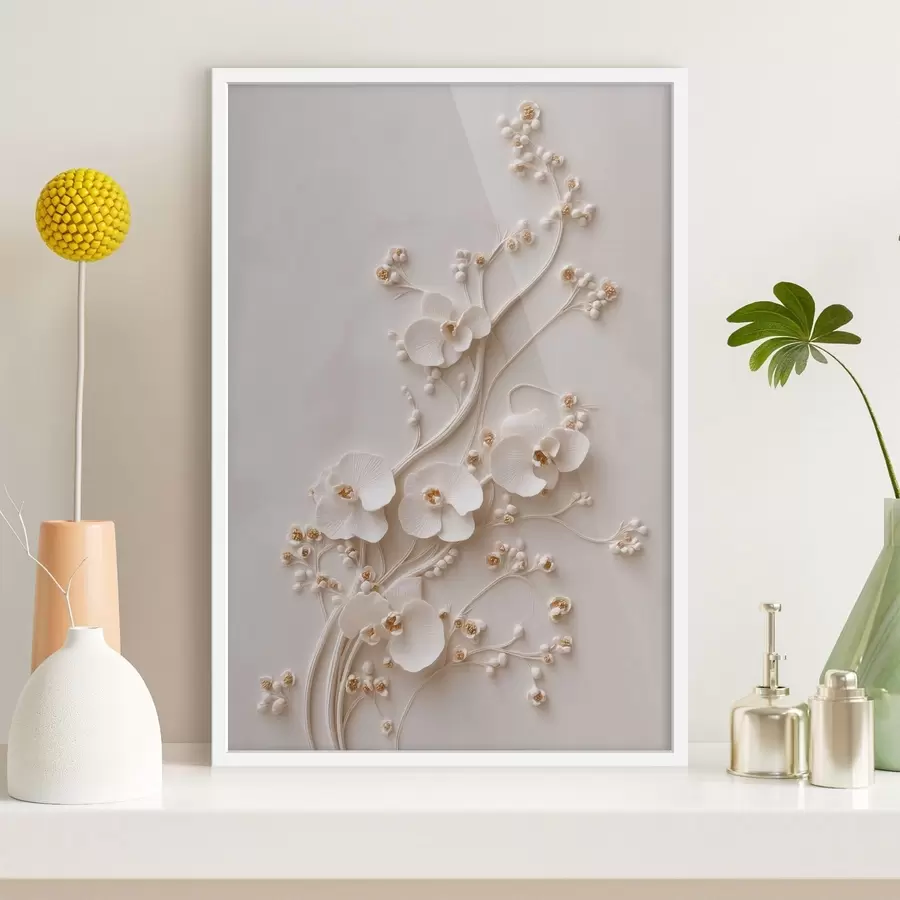 Papier peint De délicates orchidées blanches sur d'élégantes tiges f49959
