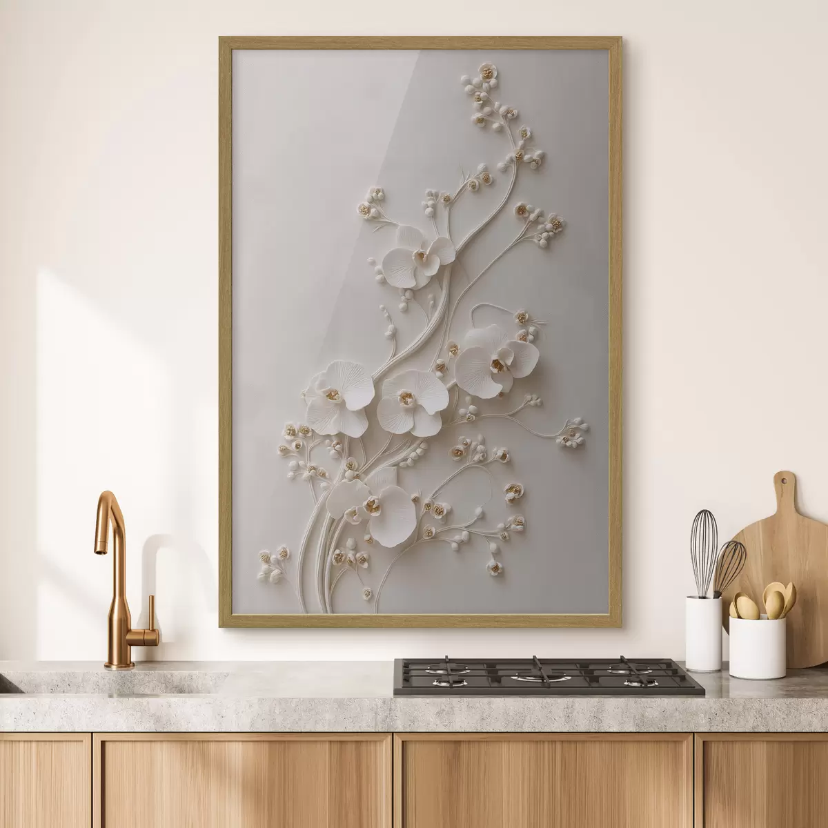 Poster De délicates orchidées blanches sur d'élégantes tiges f49959