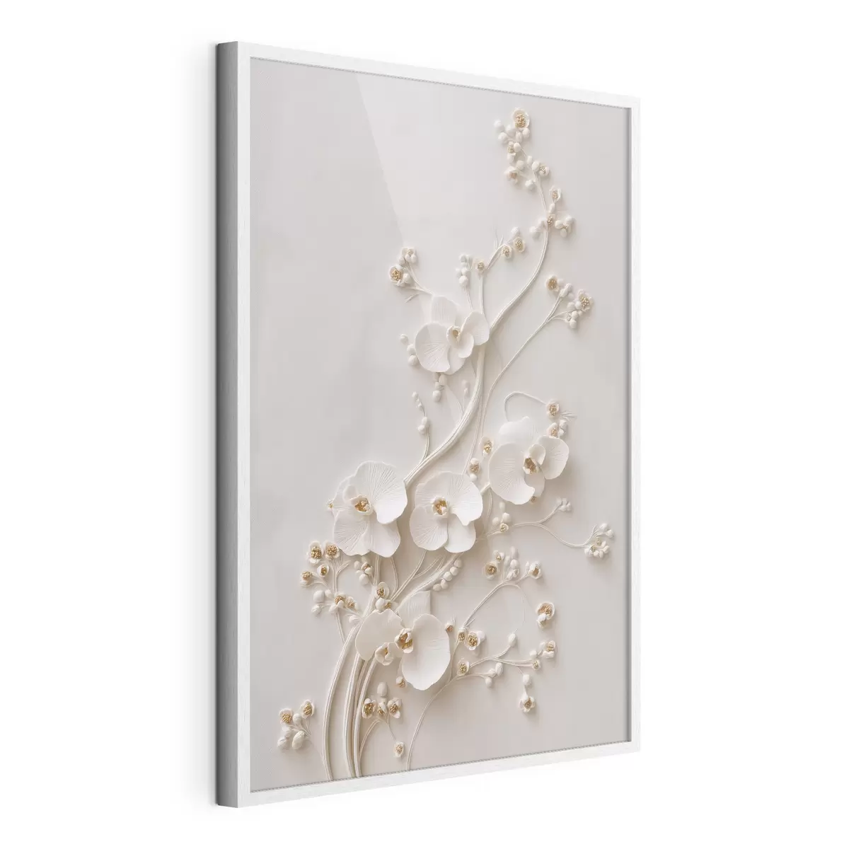 Poster De délicates orchidées blanches sur d'élégantes tiges f49959