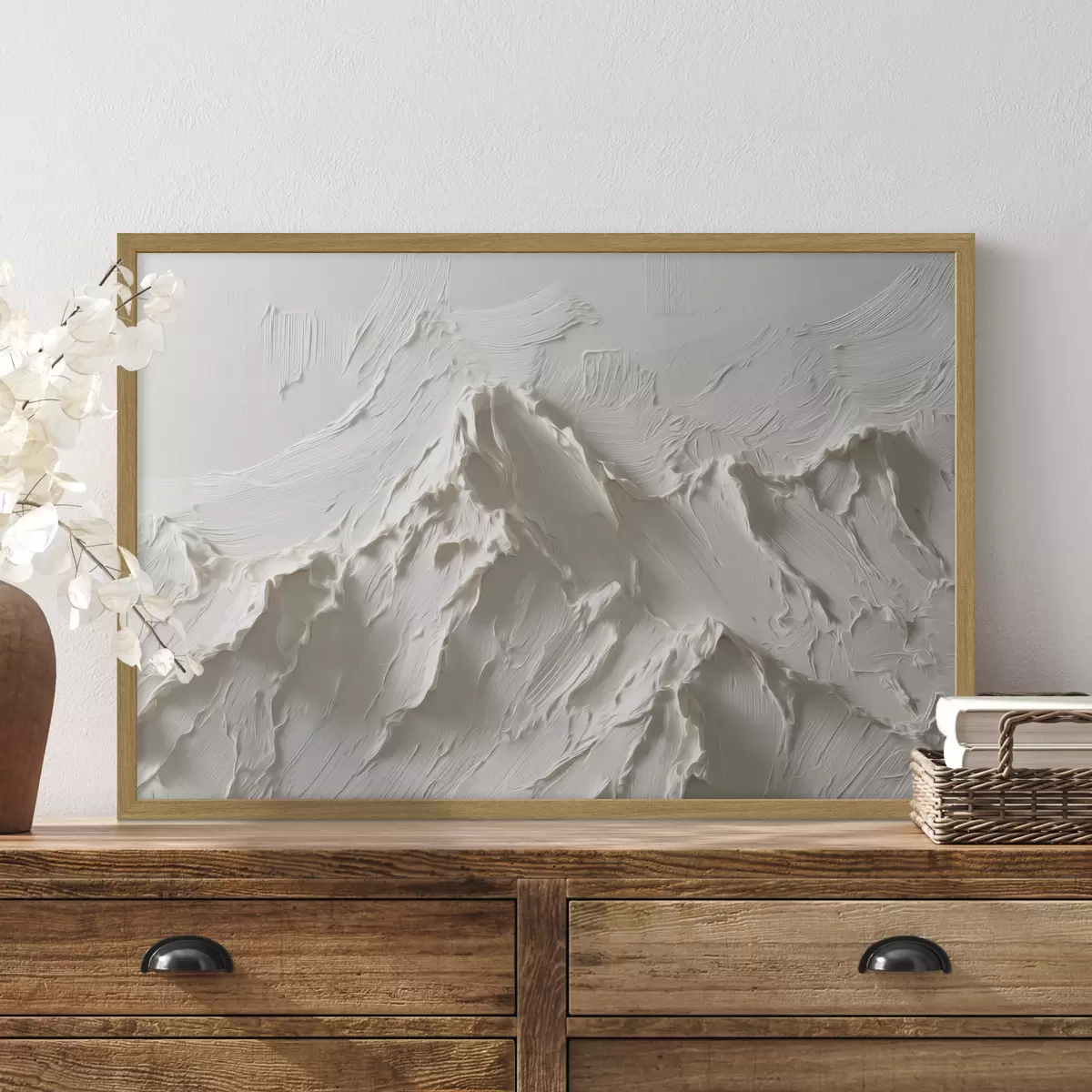 Poster Sommets de montagne aux tons clairs avec un effet de relief f49965