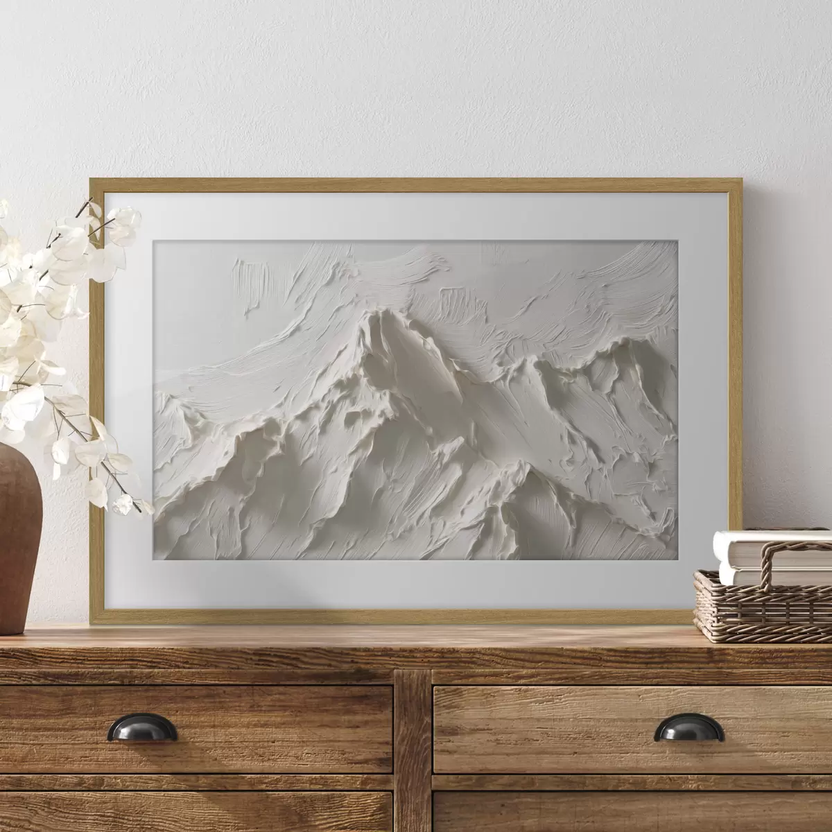 Poster Sommets de montagne aux tons clairs avec un effet de relief f49965