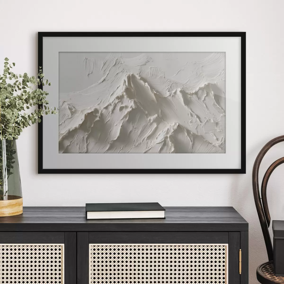 Poster Sommets de montagne aux tons clairs avec un effet de relief f49965