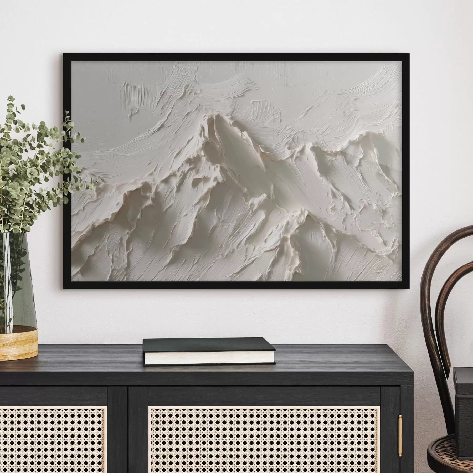 Papier peint Sommets de montagne aux tons clairs avec un effet de relief f49965
