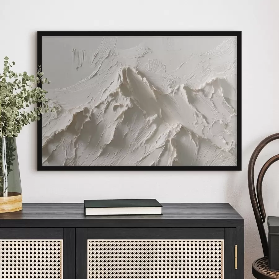 Papier peint Sommets de montagne aux tons clairs avec un effet de relief f49965
