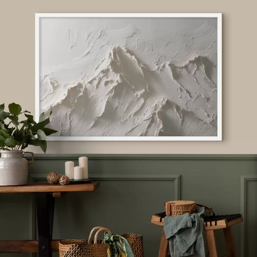 Papier peint Sommets de montagne aux tons clairs avec un effet de relief f49965