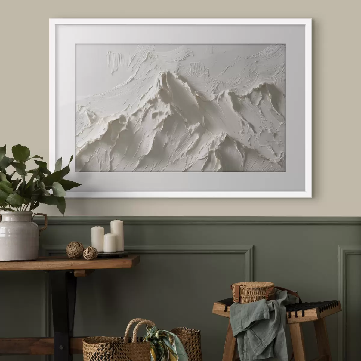 Poster Sommets de montagne aux tons clairs avec un effet de relief f49965