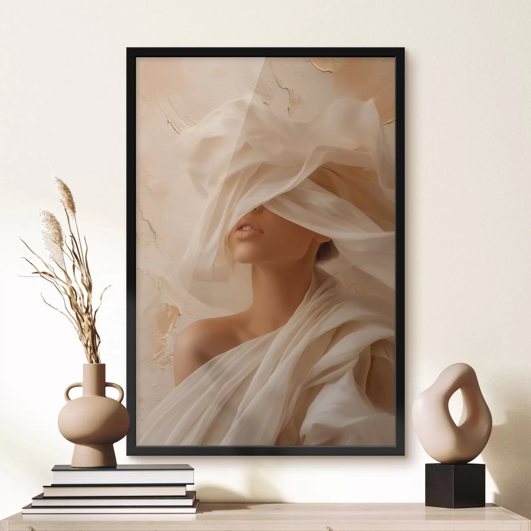 Papier peint Portrait drapé d'un tissu transparent sous un éclairage tamisé f49966