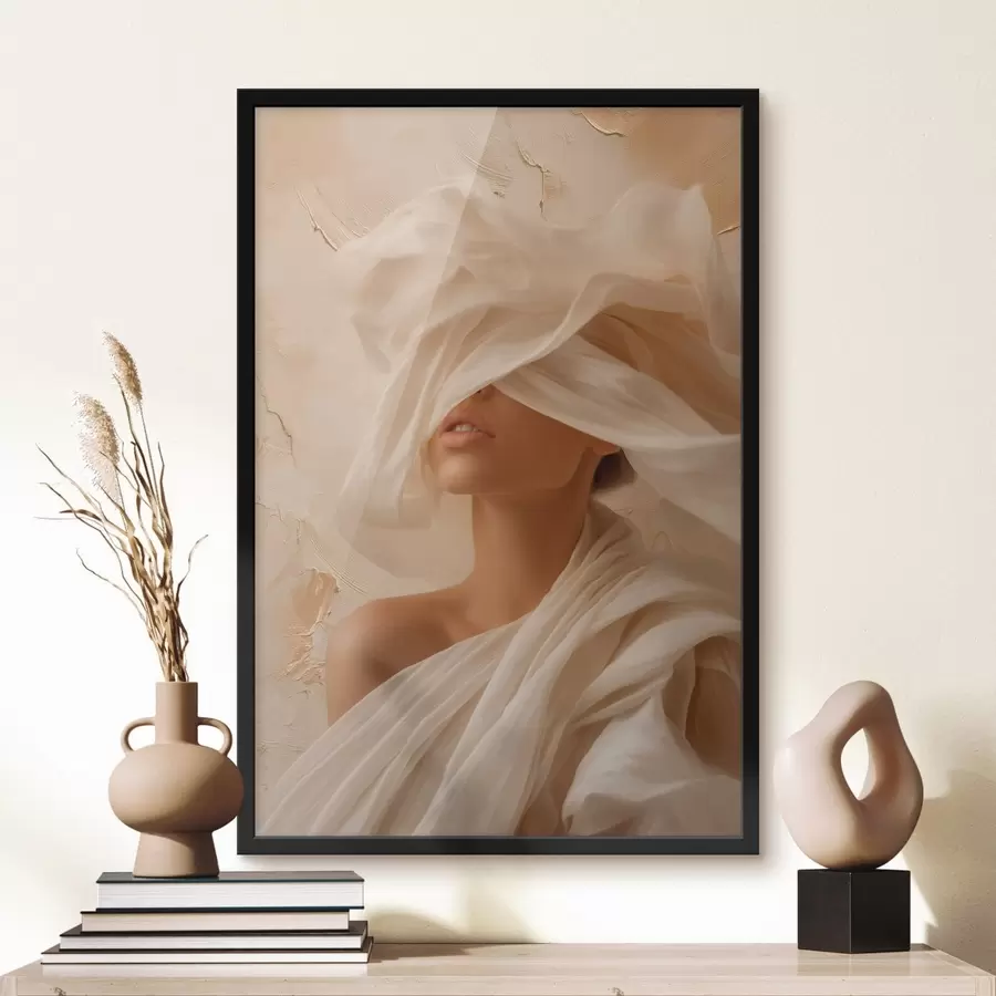 Papier peint Portrait drapé d'un tissu transparent sous un éclairage tamisé f49966