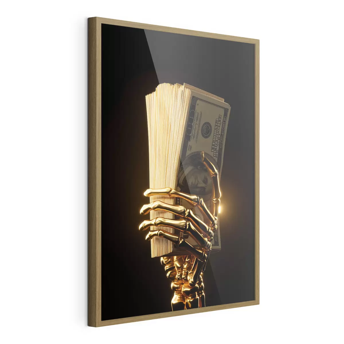Poster Main métallique tenant une liasse de billets de banque f49967