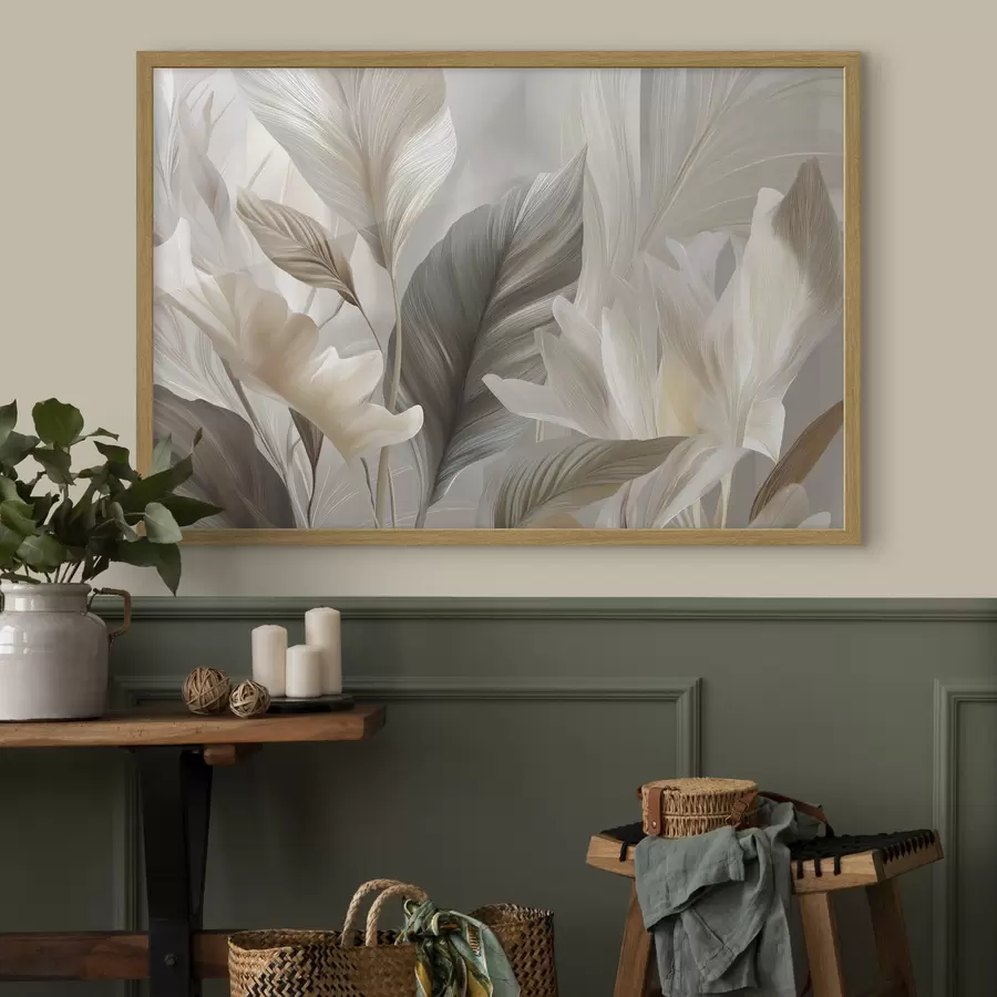 Papier peint Feuilles stylisées dans des tons neutres et doux f49969