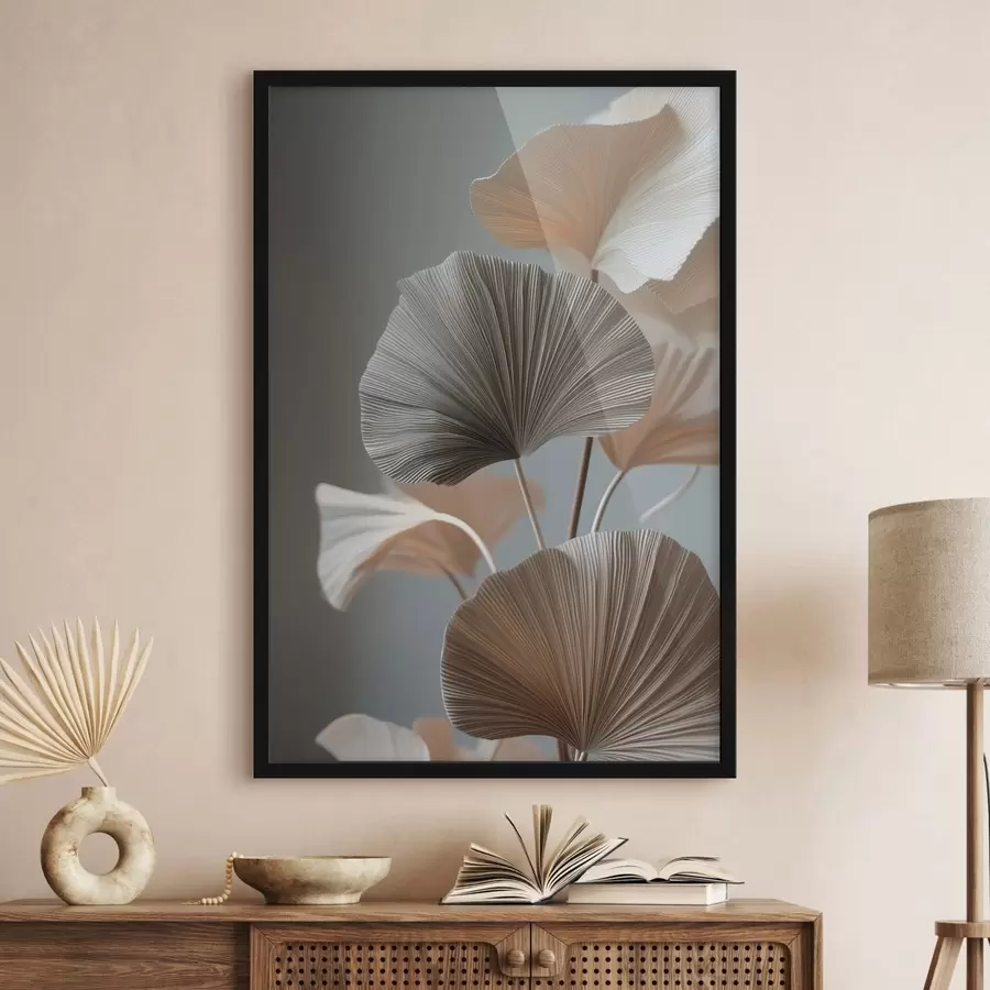 Papier peint Feuilles décoratives en forme d'éventail f49971
