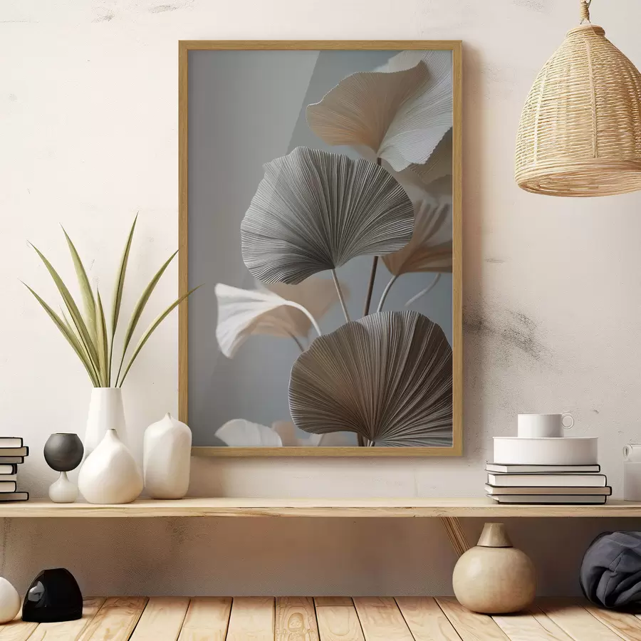 Papier peint Feuilles décoratives en forme d'éventail f49971