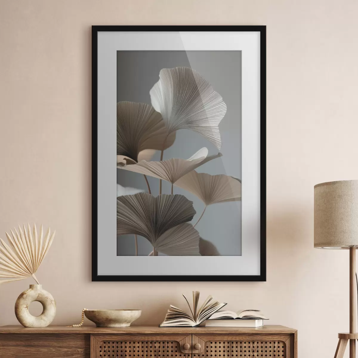 Poster Feuilles minimalistes en forme d'éventail f49972