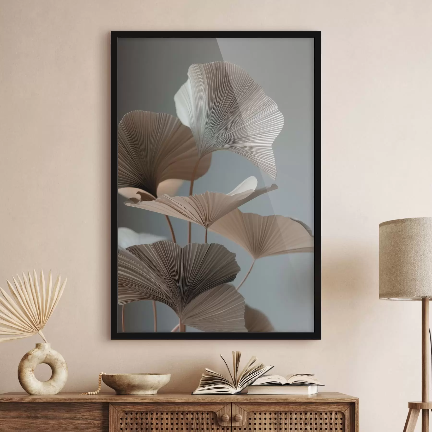 Papier peint Feuilles minimalistes en forme d'éventail f49972