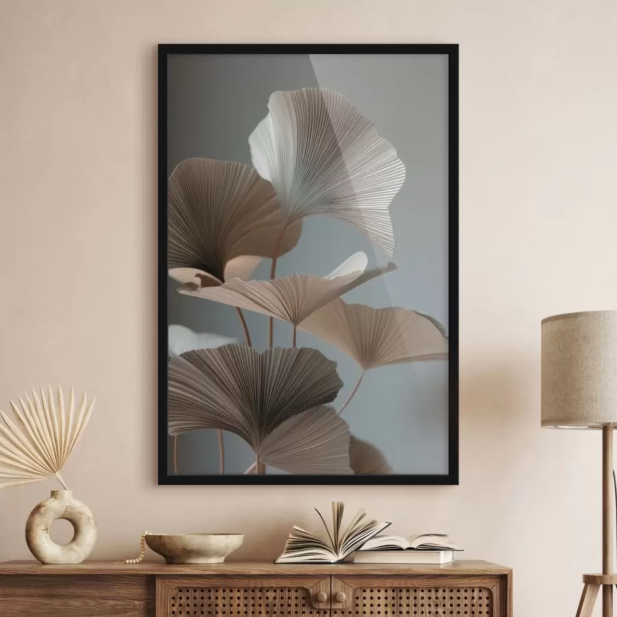 Papier peint Feuilles minimalistes en forme d'éventail f49972