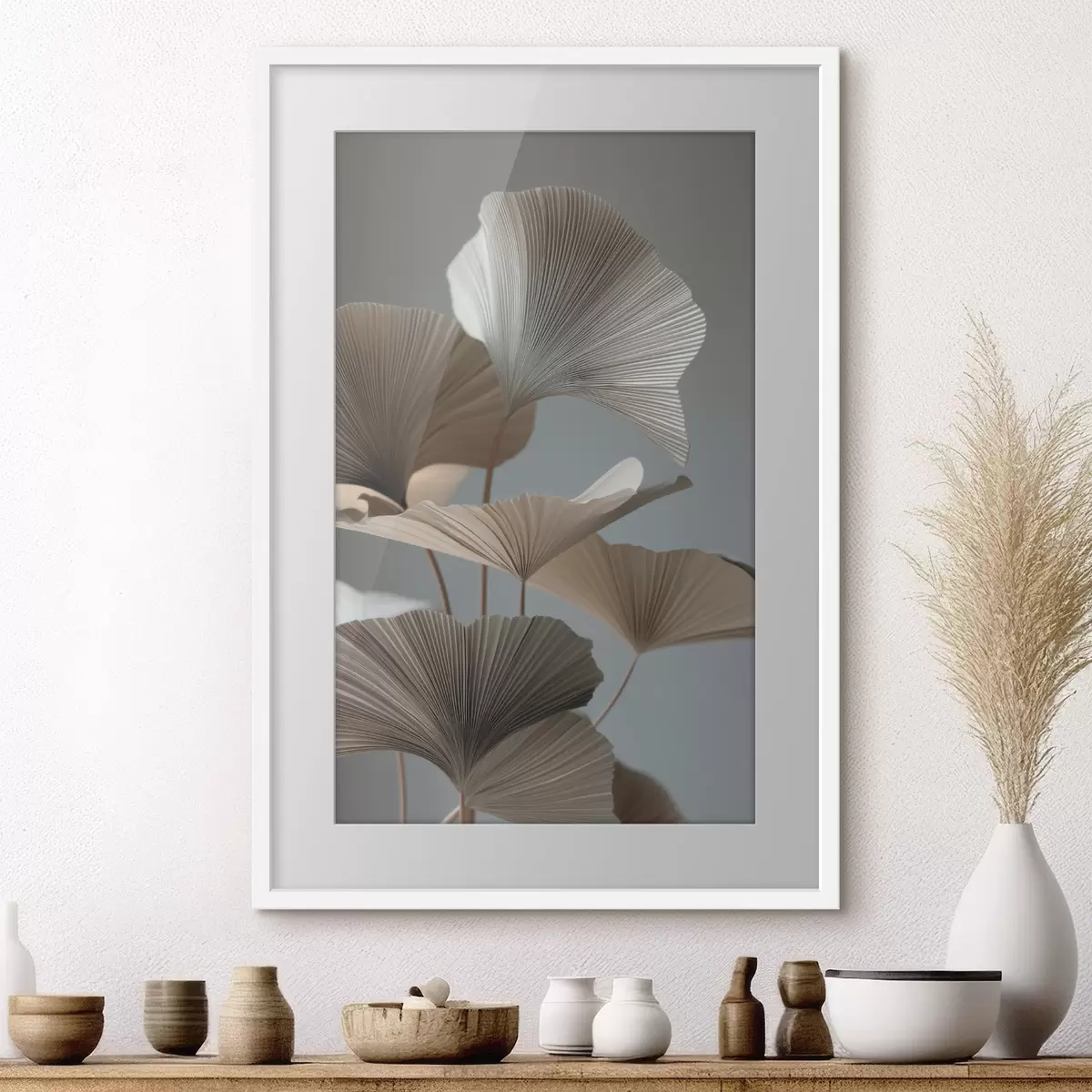 Poster Feuilles minimalistes en forme d'éventail f49972