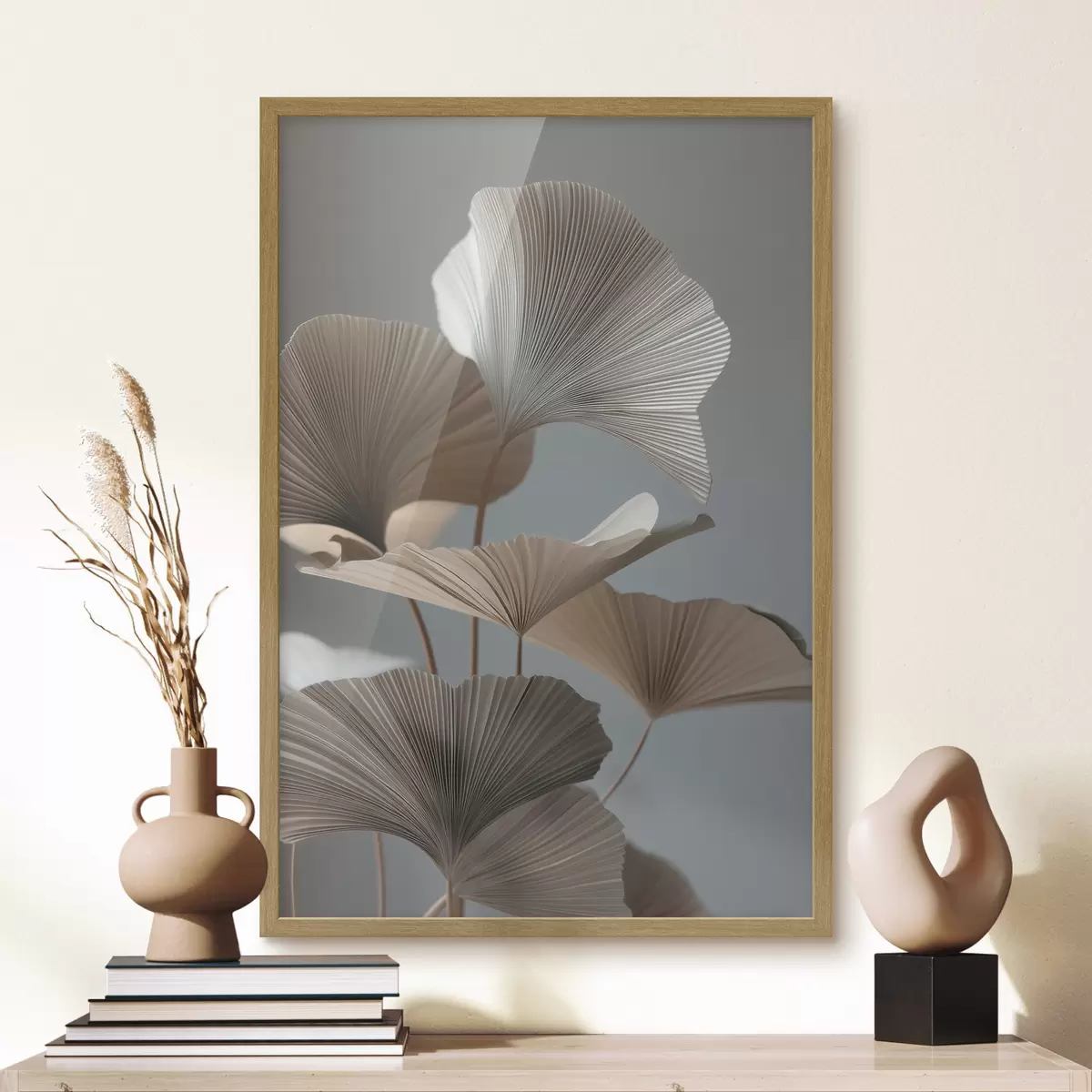 Poster Feuilles minimalistes en forme d'éventail f49972