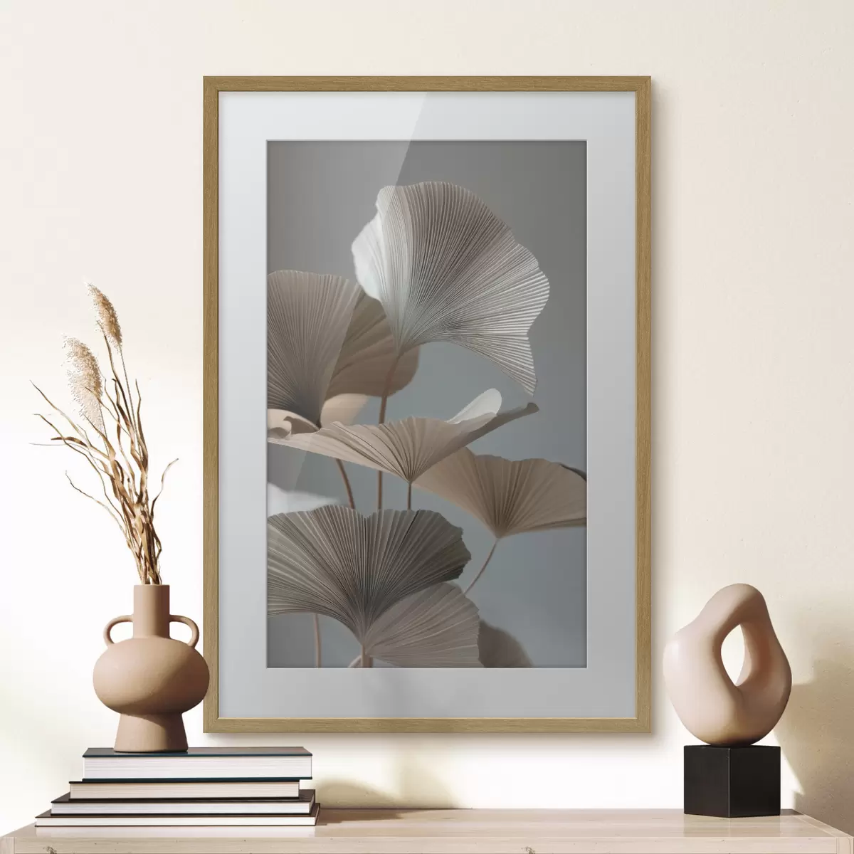 Poster Feuilles minimalistes en forme d'éventail f49972