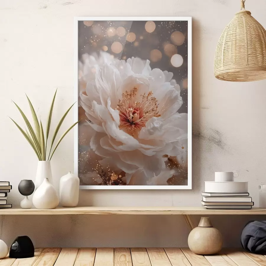 Papier peint Fleur blanche aux reflets lumineux délicats f49973