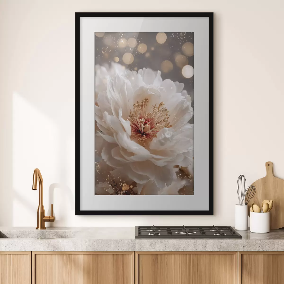 Poster Fleur blanche aux reflets lumineux délicats f49973