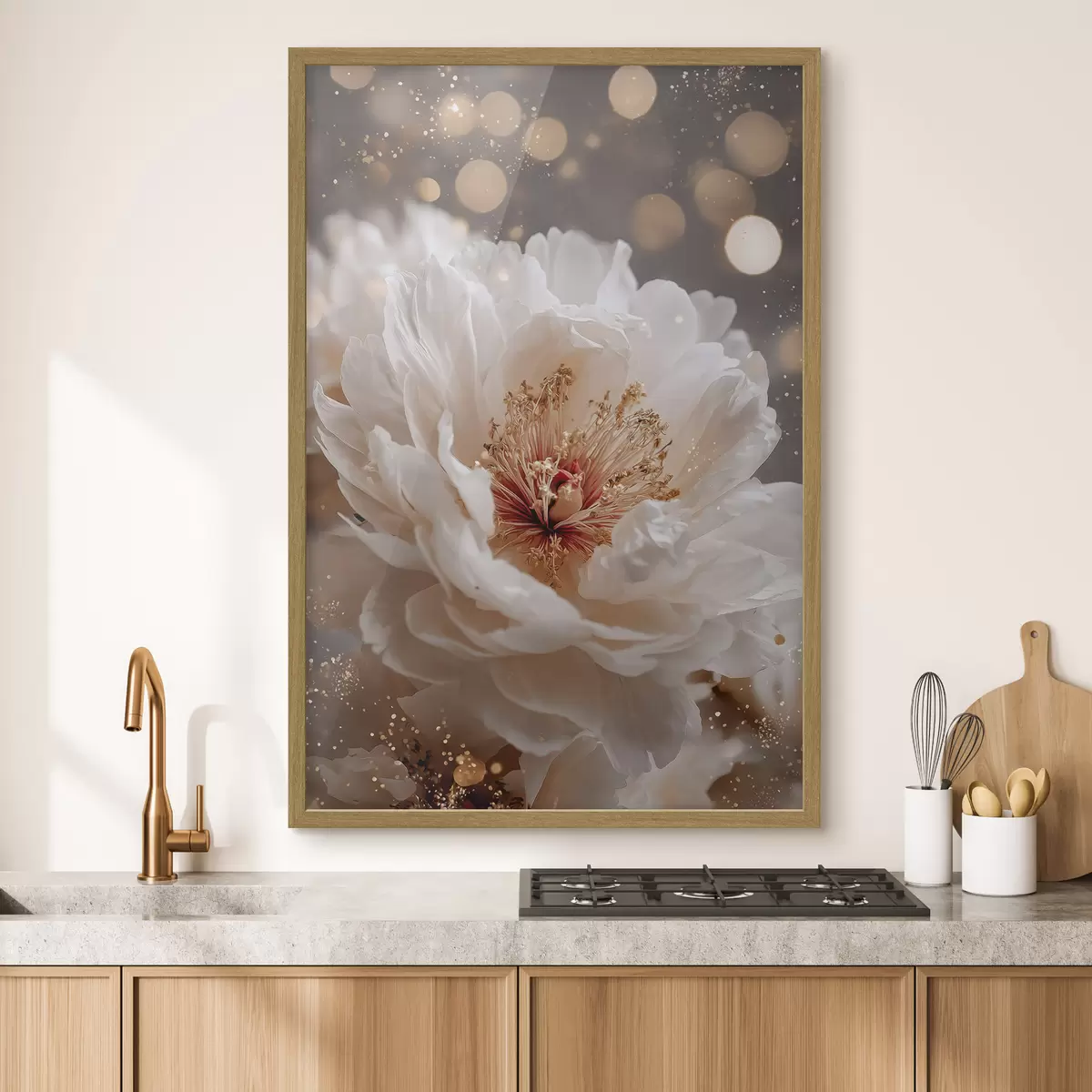 Poster Fleur blanche aux reflets lumineux délicats f49973