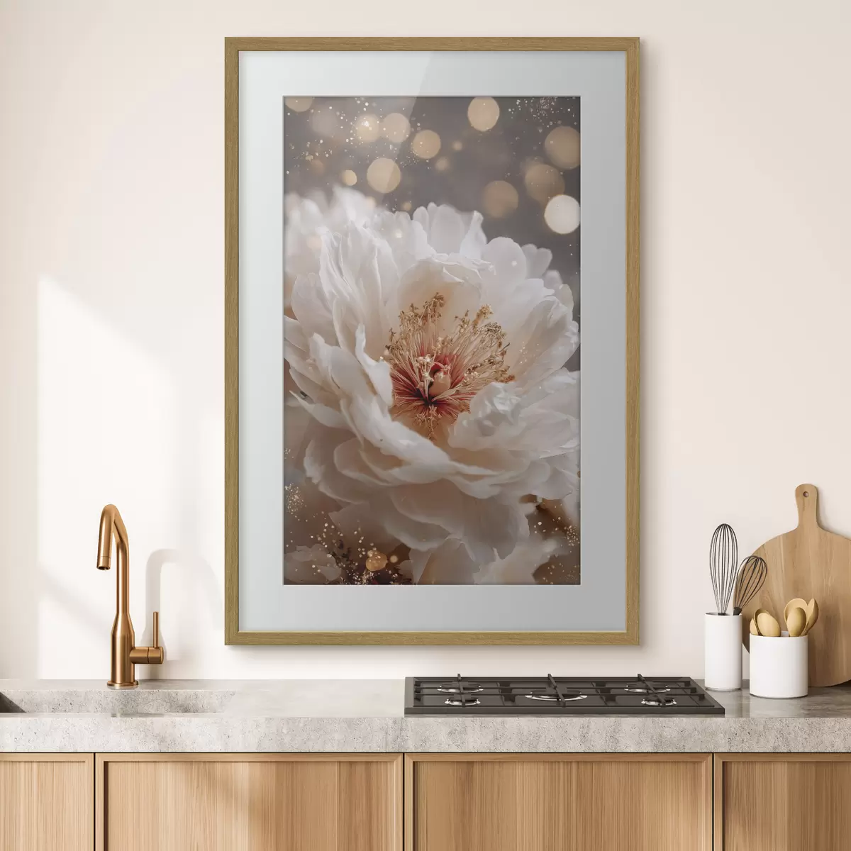 Poster Fleur blanche aux reflets lumineux délicats f49973